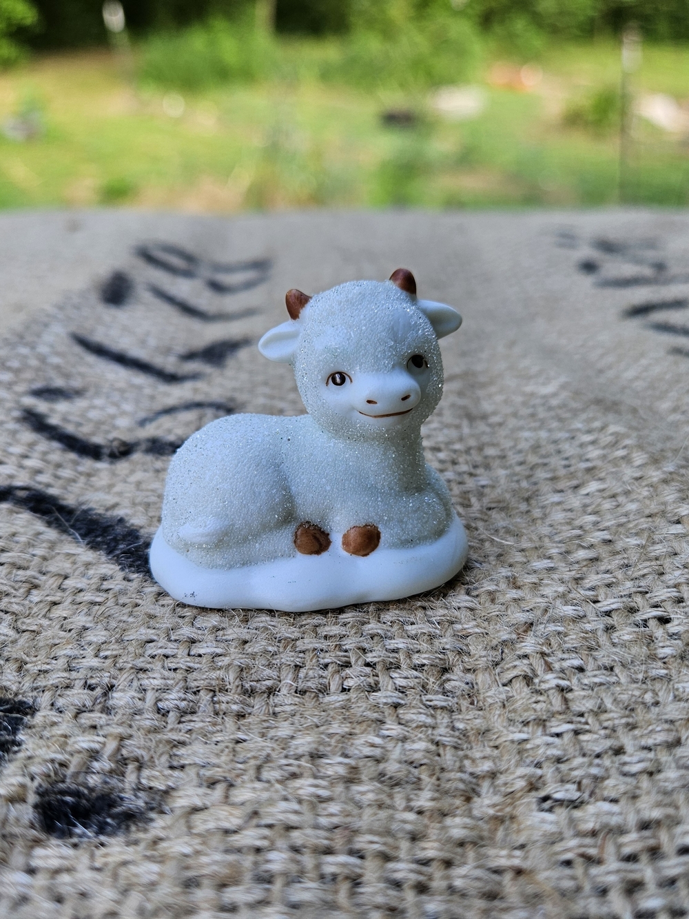 Vintage Homco 5609 Nativity Figure White Resting Cow or Calf Porcelain
